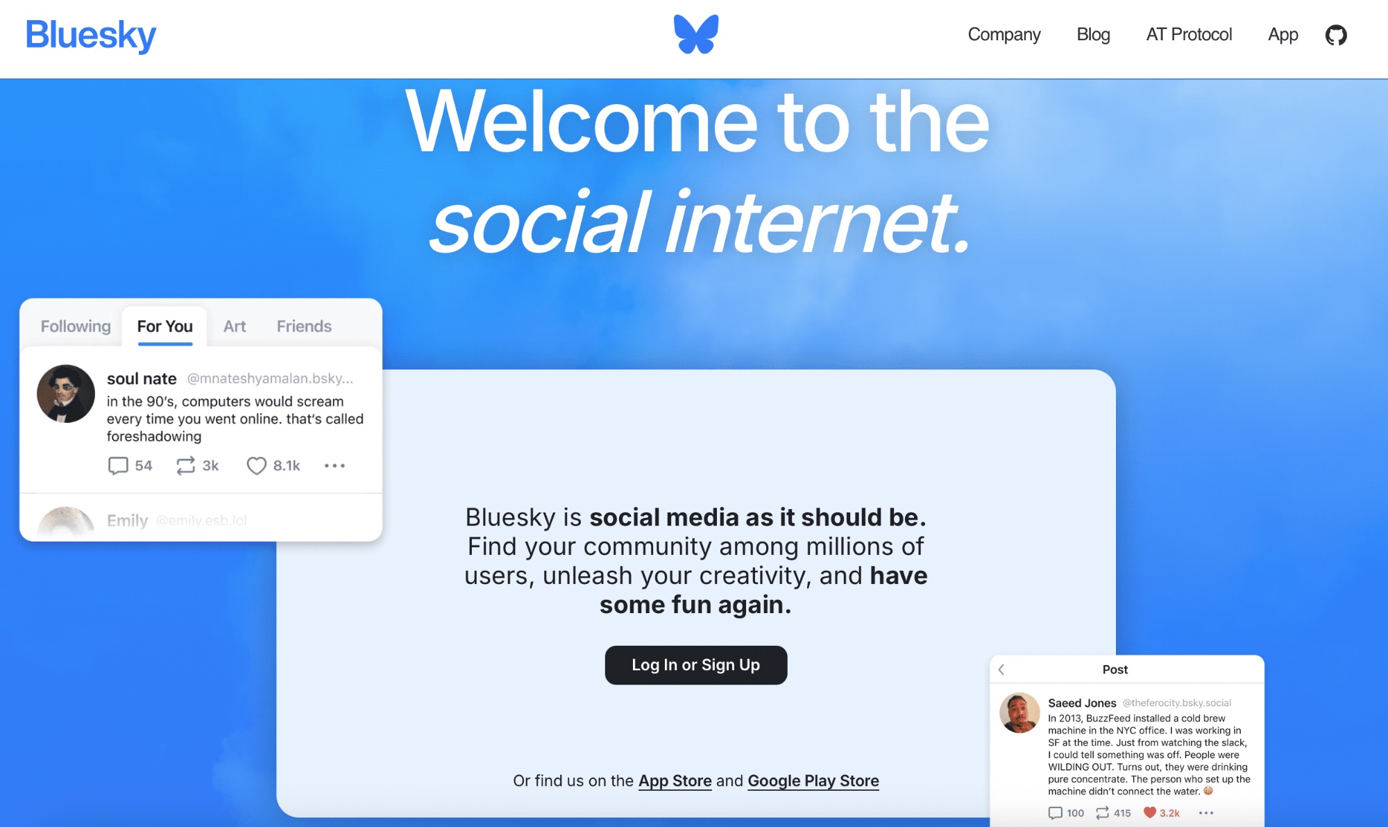 Bluesky website home page (bsky.social)